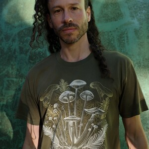 Mycelial Bloom Shirt / Sacred Geometry Mushroom T-shirt / Yoga Festival Clothing zdjęcie 4