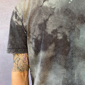 Color Wash Faded Black Shirt / Sacred Geometry Clothing / Festival Streetwear image 4