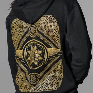 Moletom com zíper da Série Eternal / Geometria Sagrada + Design Marroquino / Roupa para festivais + Moda urbana