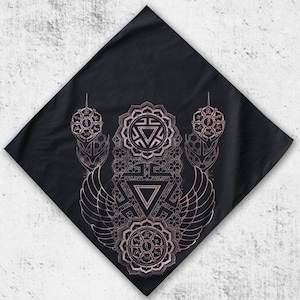 Hemp Chakra Bandana / Organic Cotton Bandana / Sacred Geometry Clothing / Festival Streetwear image 2