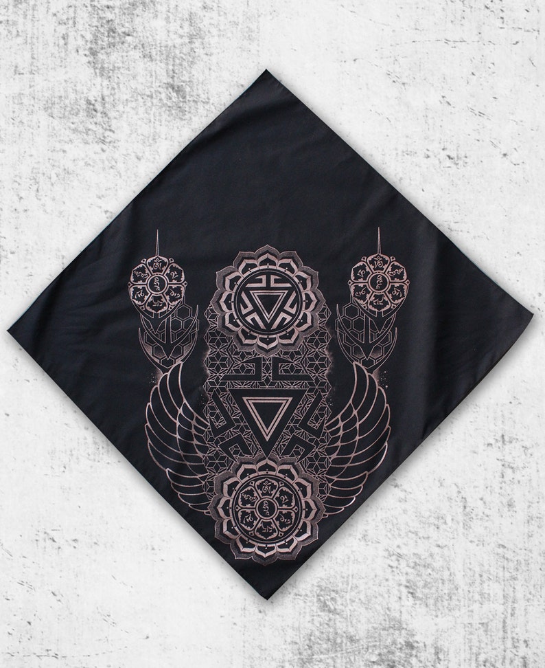 Hemp Chakra Bandana / Organic Cotton Bandana / Sacred Geometry Clothing / Festival Streetwear image 2