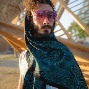 Superbloom Pashmina/Turkse katoenen sjaal/heilige geometrie kleding/festival streetwear sjaal afbeelding 7