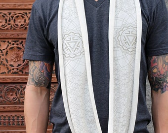 Bamboo + Organic Cotton Mini Infinity Scarf / Sacred Geometry Clothing / Festival + Streetwear