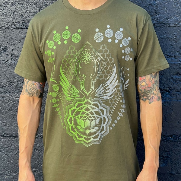 Lotus World Shirt / Unisex Sacred Geometry Clothing / Festival + Streetwear