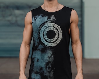 InScript Sleeveless Shirt / Men's Calligraffiti Tank Top / Streetwear + Festival Clothing