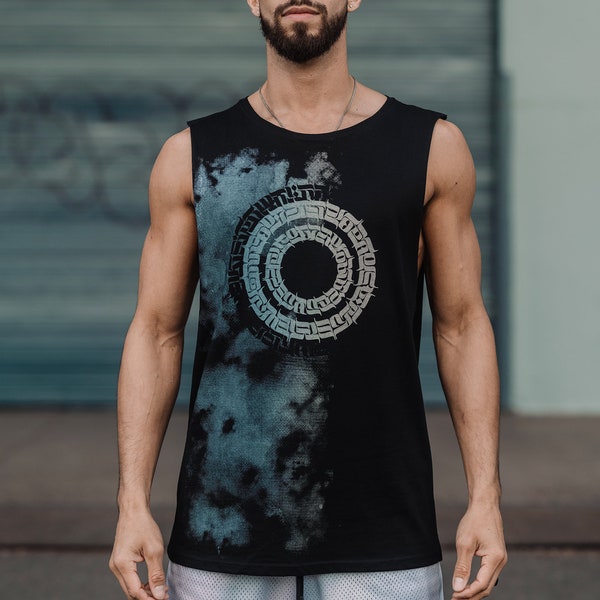 InScript Sleeveless Shirt / Men's Calligraffiti Tank Top / Streetwear + Festival Clothing