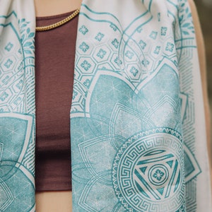 Superbloom Pashmina / Turkish Cotton Shawl / Sacred Geometry Clothing / Festival Streetwear Scarf image 5