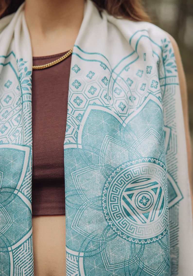 Superbloom Pashmina / Turkish Cotton Shawl / Sacred Geometry Clothing / Festival Streetwear Scarf image 5