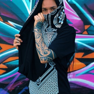 Eternal Series Infinity Scarf / Sacred Geometry Festival Clothing / Bamboo Organic Cotton Hood image 3