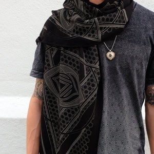 Third Eye Chakra Pashmina / Turkish Cotton Shawl / Sacred Geometry Clothing / Festival Streetwear Scarf image 2