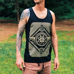 Eternal Series Men's Tank Top / Screen Printed Sacred Geometry Clothing / Festival + Streetwear