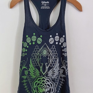 Lotus World Tank Top / Women&#39;s Racerback Yoga Top / Sacred Geometry Festival Clothing