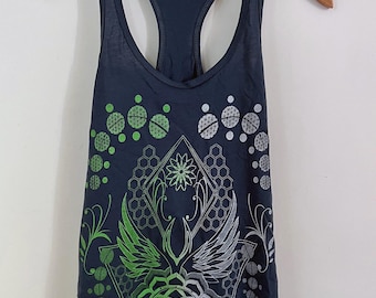 Lotus World Tank Top / Women's Racerback Yoga Top / Sacred Geometry Festival Clothing