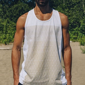 Texture Tank Top Gold / Men's Sacred Geometry Clothing / Sleeveless Festival Streetwear image 3