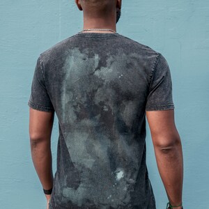 Color Wash Faded Black Shirt / Sacred Geometry Clothing / Festival Streetwear image 3