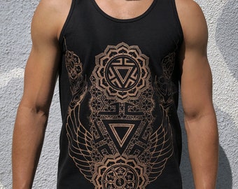 Ascendant Chakra Men&#39;s Tank Top / Sacred Geometry Clothing / Festival + Streetwear