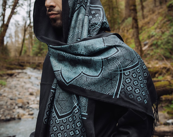 Superbloom Pashmina Scarf / Turkish Cotton Shawl / Sacred Geometry Clothing / Festival + Streetwear