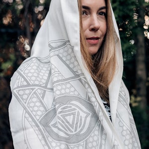 Third Eye Chakra Pashmina / Turkish Cotton Shawl / Sacred Geometry Clothing / Festival Streetwear Scarf image 1