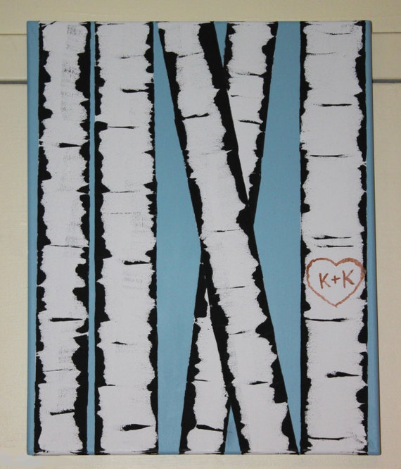 Items similar to 20" x 16" Personalized Birch Trees on Etsy