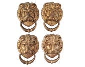 Vintage Brass Lion Head Hardware - Brass Lion Ring Hardware - Mid Century Brass Lion Hardware - Door Knocker - Hollywood Regency Hardware