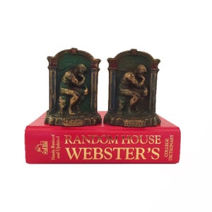 Vintage Cast Iron Rodin Thinker Bookends - Rodin Thinker Bookends - Vintage Cast Iron Bookends - Rodin - The Thinker - Gold - Library Decor