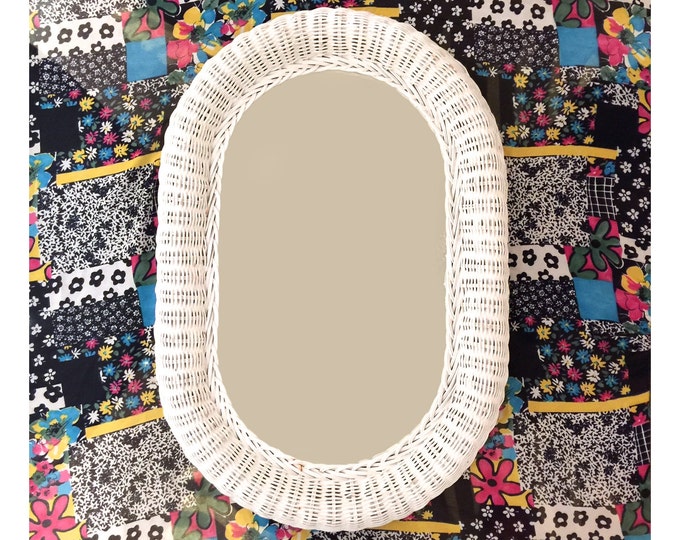 28 Vintage White Wicker Mirror Vintage Oval Wicker Etsy