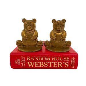 Vintage Brass Teddy Bear Bookends - Mid Century Brass Bookends - Bear Bookends - Gold Bookends - Nursery Decor - Hollywood Regency - Brass