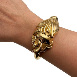Vintage 14K Yellow Gold Cuff Bracelet Female Profile - Vintage Gold Bracelet Mermaid - Vintage 14K Cuff Bracelet - 14K Unique Gold Bracelet