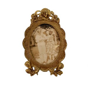 Vintage Miniature Brass Picture Frame - Miniature Gilded Picture Frame - Miniature Gold Picture Frame - Hollywood Regency Mini Gold Frame