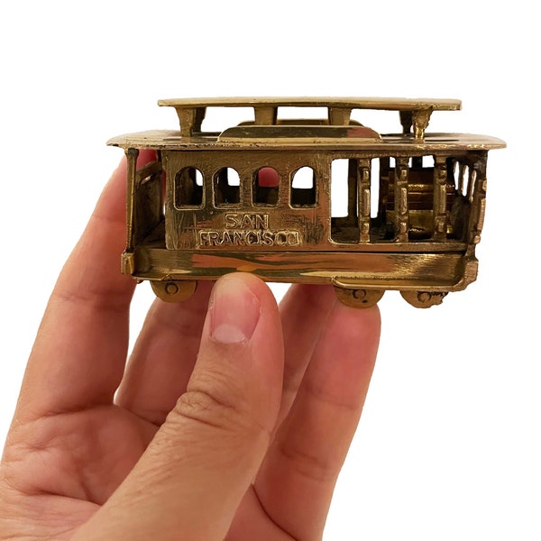 Small Vintage Brass San Francisco Cable Car - Trolley - Rail Car - Solid Brass Cable Car - Brass Trolley - Vintage San Francisco Souvenir