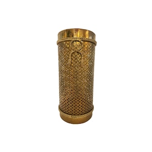 Large Vintage Brass Umbrella Stand - Vintage Umbrella Stand - Hollywood Regency Decor - Mid Century - Rope Detailing - Diamond Weave Pattern