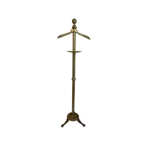 Tall Vintage Solid Brass Valet Stand - Mid Century Brass Valet Stand - Hollywood Regency Valet Stand - Vintage Gold Valet Stand - Clothing