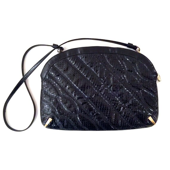 Vintage Black Snakeskin Purse - Vintage Black Gold