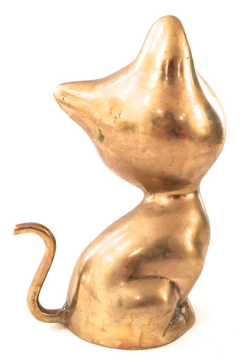 Mid Century Mid Century Cat Figurine Vintage Brass Cat Sculpture Brass Cat Statue Gold Cat Vintage Feline Hollywood Regency