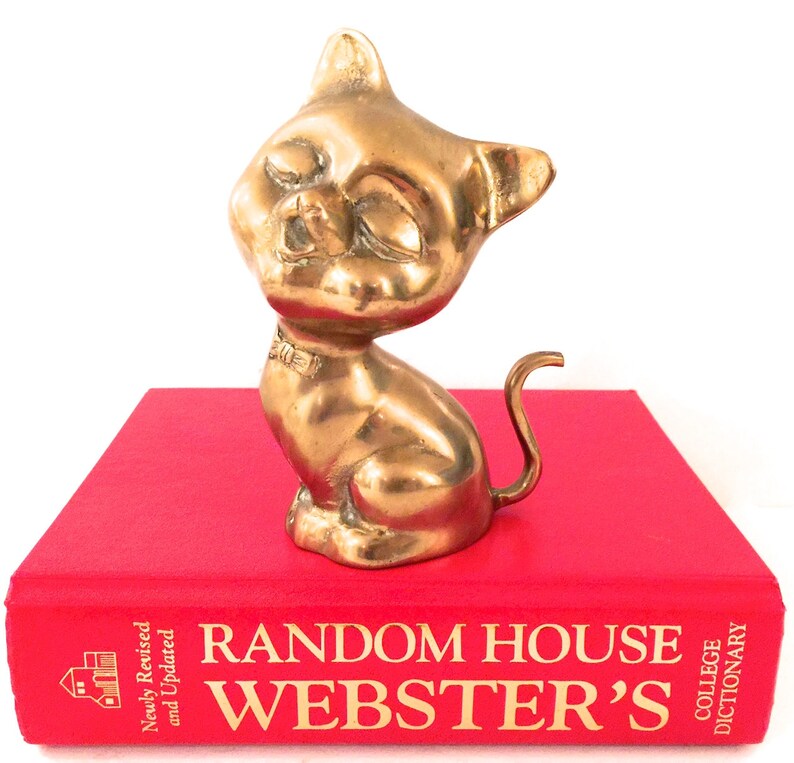 Mid Century Mid Century Cat Figurine Vintage Brass Cat Sculpture Brass Cat Statue Gold Cat Vintage Feline Hollywood Regency