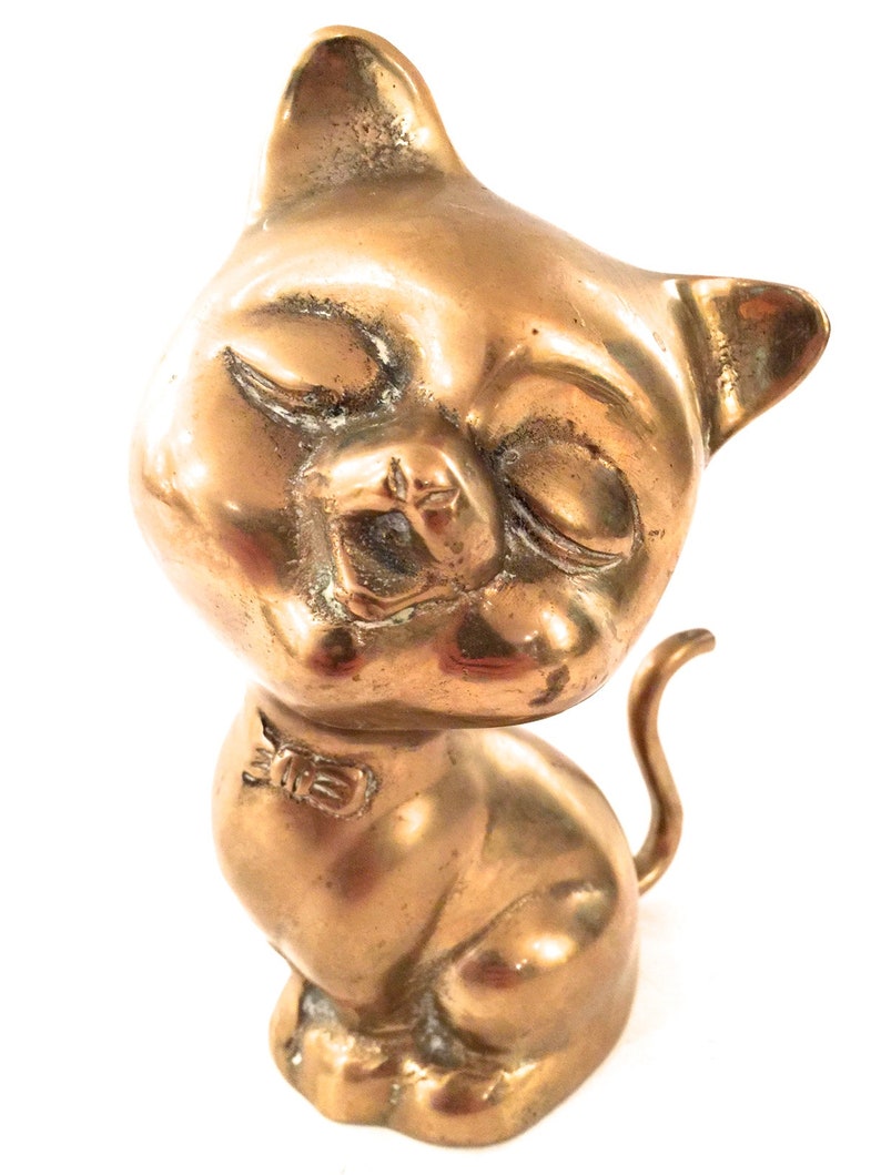 Mid Century Mid Century Cat Figurine Vintage Brass Cat Sculpture Brass Cat Statue Gold Cat Vintage Feline Hollywood Regency
