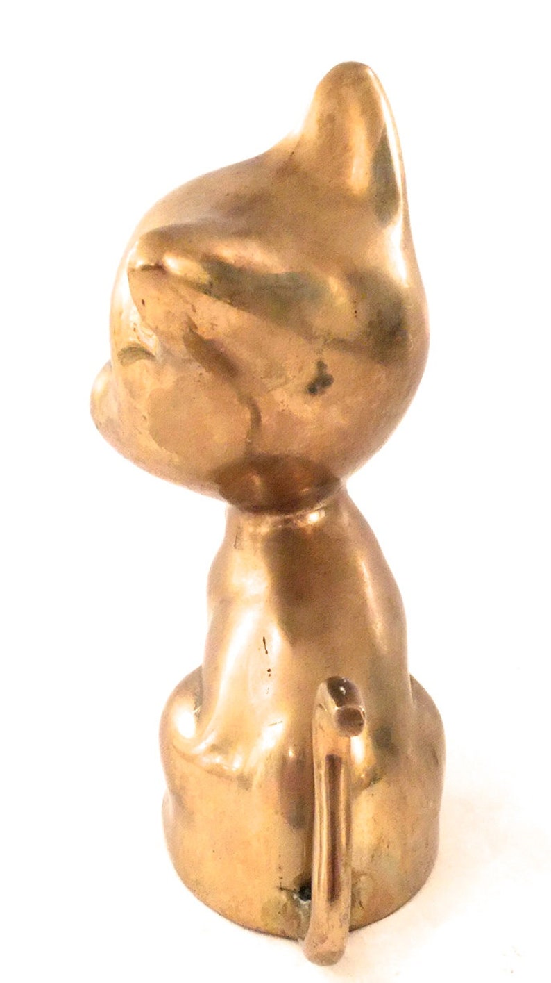Mid Century Mid Century Cat Figurine Vintage Brass Cat Sculpture Brass Cat Statue Gold Cat Vintage Feline Hollywood Regency