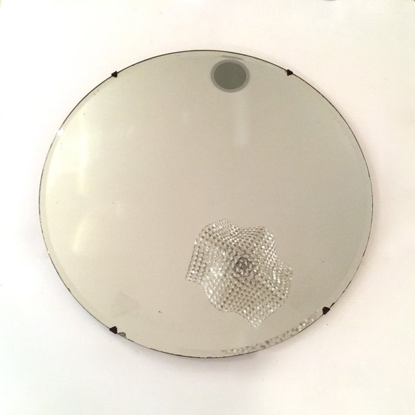 24" Vintage Large Round Frameless Mirror Beveled Edge  - Vintage Large Round Mirror - Round Frameless Mirror - Beveled Edge Mirror