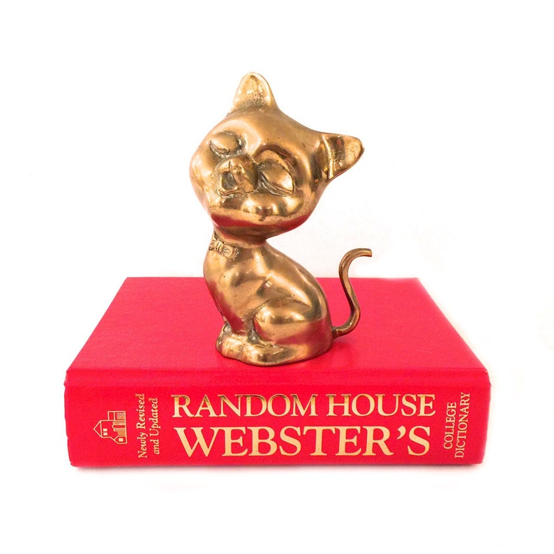Mid Century Mid Century Cat Figurine Vintage Brass Cat Sculpture Brass Cat Statue Gold Cat Vintage Feline Hollywood Regency