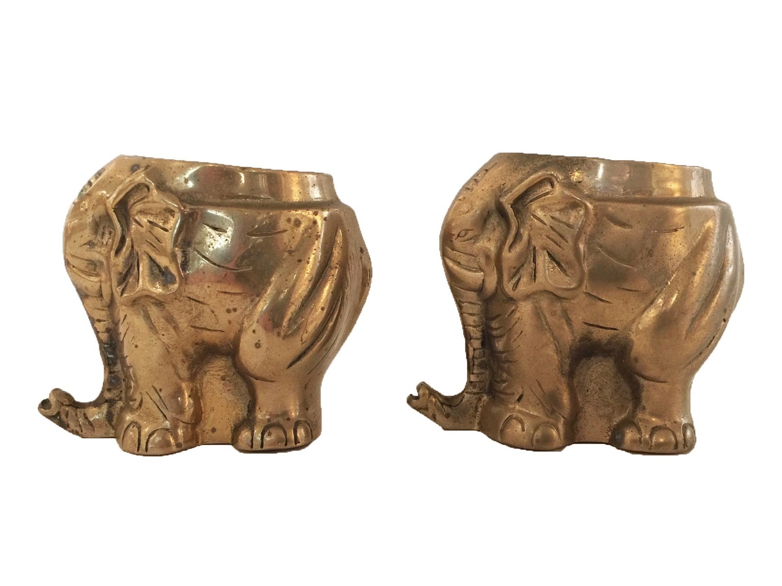 Vintage Brass Elephant Planters Pair Pair Brass Elephants Etsy