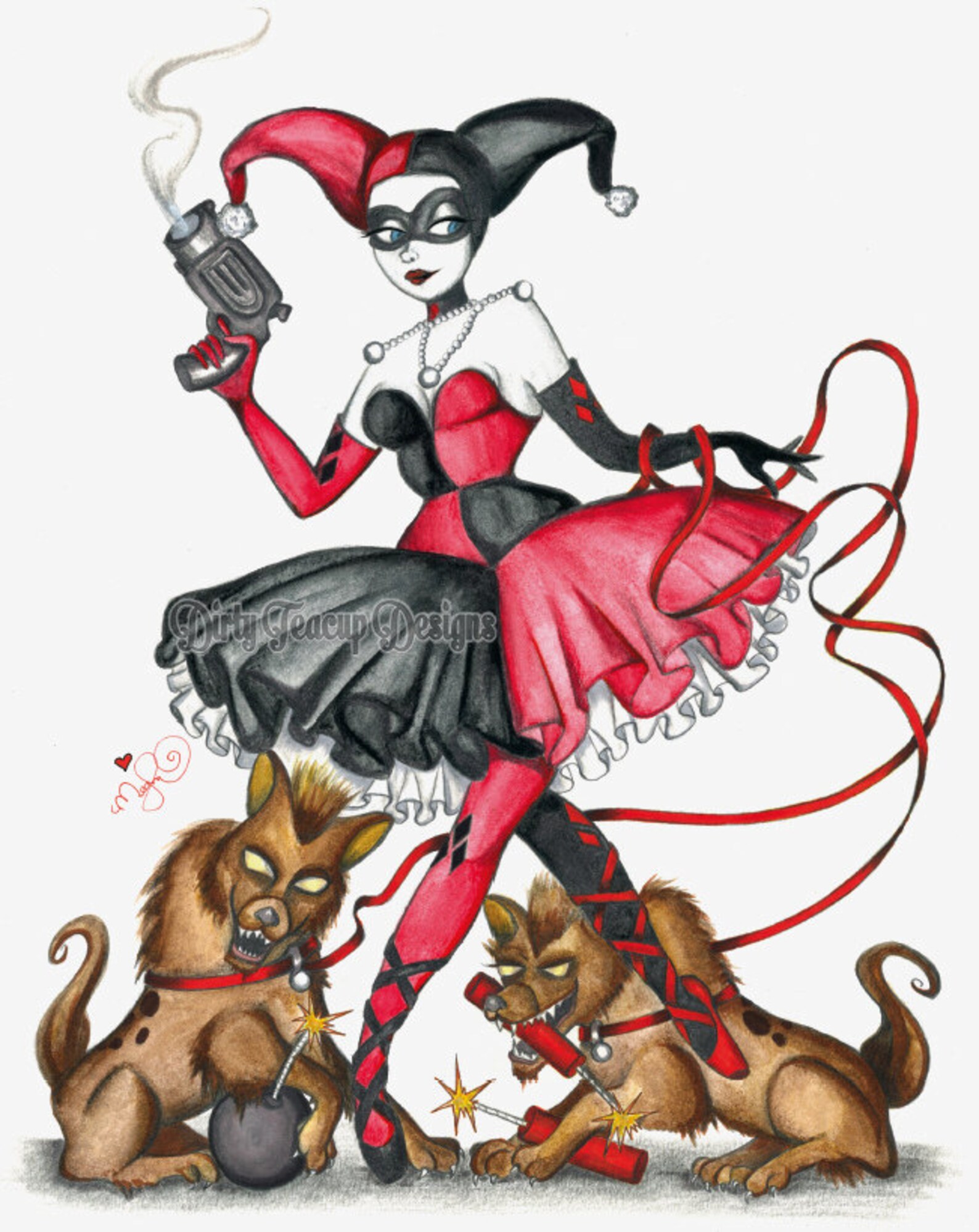 Harley Quinn with her Hyenas Batman the Animated Series Art by | Etsy