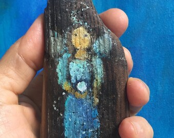 Original "Engel auf Treibholz" ca. 10 x 4 cm