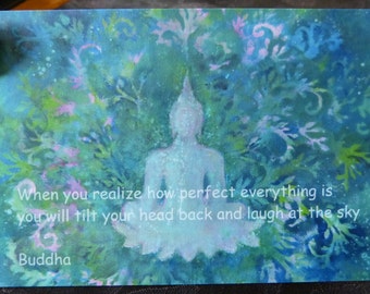 Buddha KUNSTpostkarte Zitat Meditation Asien Yoga