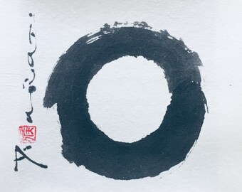 ORIGINAL „ZEN-Kreis“ -Enso-  Glückssymbol Japanische Tuschmalerei Sumi e