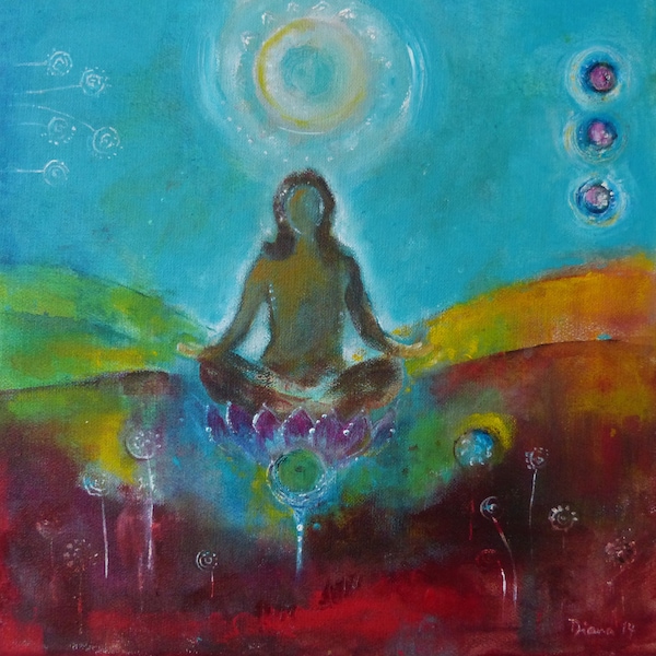 Yoga Studio Wandbild: Yogini im Lotossitz, Heilige Weiblichkeit, Positive weibliche Energie, Meditations-Wandkunst