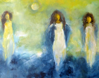 Leinwanddruck "Sisters of the Moon" 30 x 40 cm  Druck Romantik Frauen Mond Natur Traum Liebe