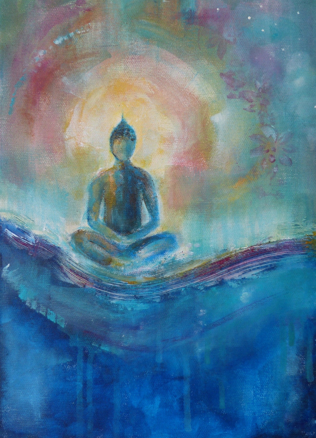 Buddha Fine Art Print on Canvas self Realization 16 X 12 Buddha Wave