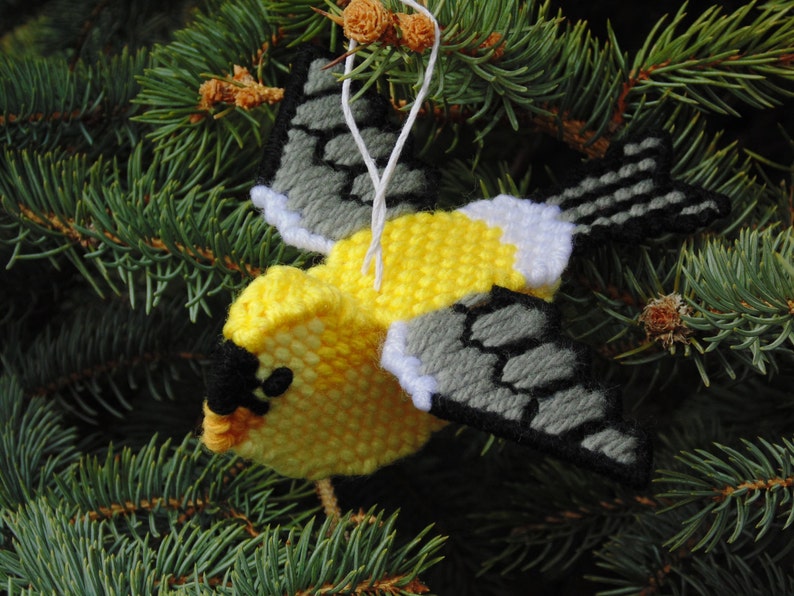 Garden Bird in Needlepoint Gold Finch Ornament Decor Etsy