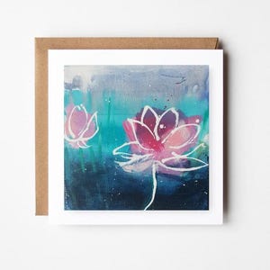 Lotus Flower II Card - Original Handmade Card - Flower Art - Zen Decor - resilience - Rebirth - Zen Gift - transcendence - renewal