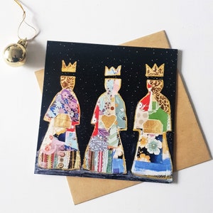 Die drei Weisen Könige Weihnachtskarte, Christliche Weihnachtskarte, Die Könige, Jahreszeitengrüße, ursprüngliche Weihnachtskarte gedruckt auf Recyclingkarte